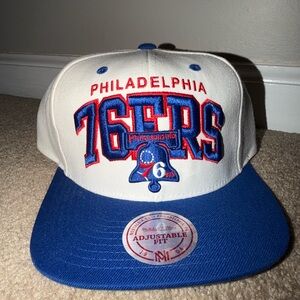 Mitchell & Ness Philadelphia 76ers White and Blue Snapback
